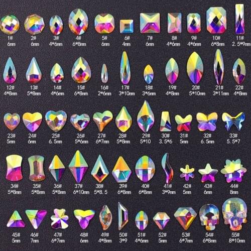 10pcs AB Colorful Nail Art Decorations Small Beads Charms Jewerly Flatback Crystal Glass Strass Ongle 4/6/8/10MM Nail Supplier