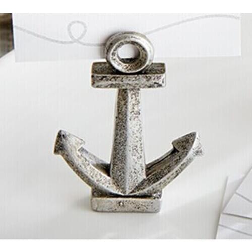 100 pcs/lot antique silver "Nautical" Anchor Place Card Holders Table Decor for Wedding Party bridal shower favor Free shipping