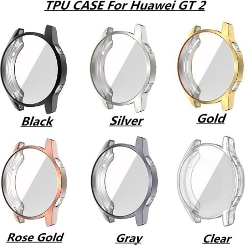 100PC Shockproof Watch Protective Accessories For Huawei Watch GT 2 46MM Soft TPU Watch Case Cover Bumper With Screen Protection