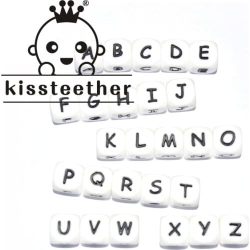 Kissteether 100pcs Silicone Letter Mixed Letter Beads Food Grade Silicone Beads Teething Letter Silicone Letter Beads Baby Tooth