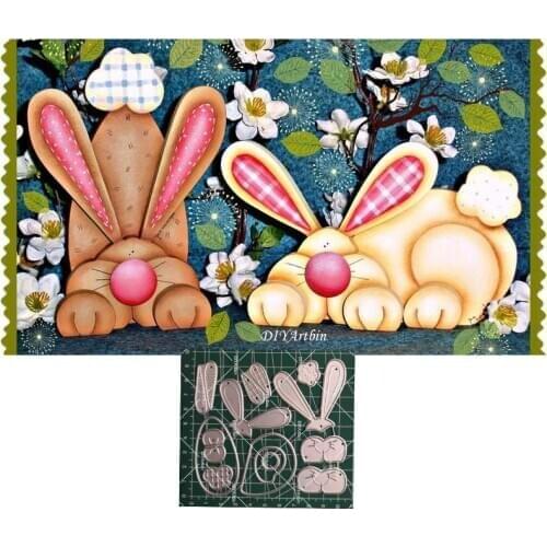 2pcs Rabbit Metal Cutting Dies Embossing Scrapbooking Craft Die For DIY Card making