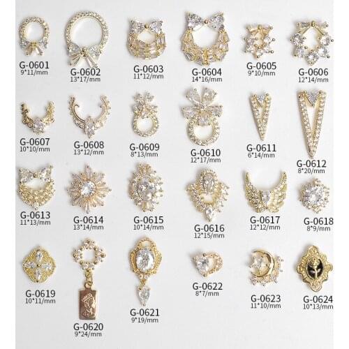 2Pcs Nail Zircon Charms Nail Art Luxury Multi-Shapes Gold Flatback Shiny Jewelry For Nail Art Strass Manicure Charms Large Gems