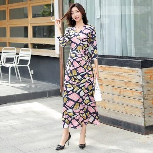 2021 Plus Size Print Summer Dress Evening Long Vintage Dress Party Oversize Short Sleeve Beach Women Dresses Robe Vestido Prom