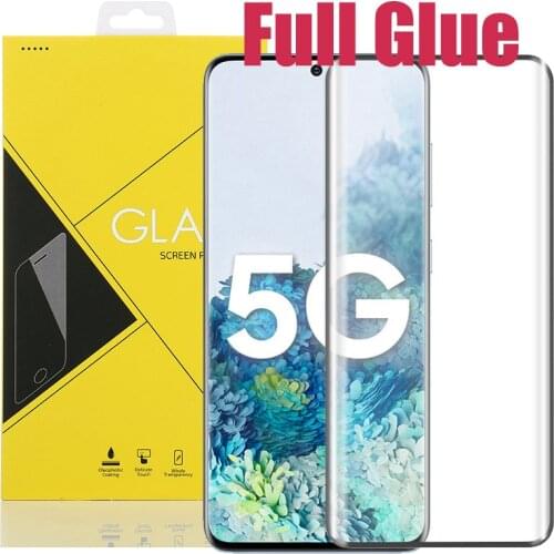 500pcs 3D Curved Full Glue Tempered Glass For Samsung Galaxy S21 Ultra S20 Plus S10 5G S9 Note 20 10 9 Screen Protector With Box