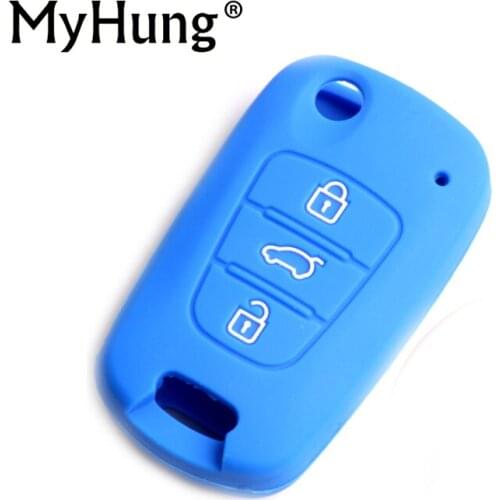 4 Color Silicone Key Cover Car Keychain Shell for KIA RIO K2 K5 Sportage Sorento Flip Folding Remote Key Case 3 Button With Logo