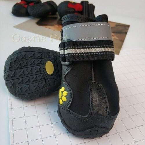 4pcs Spring Waterproof Dog Pet Boots Waterproof Rain Booties Non-Slip Sole Black Paw Protection Outdoor Bulldog Teddy Dog Shoes
