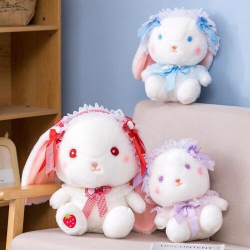 4 Kinds Cute Cartoon Plush Rabbit Doll Japanese Lolita Lace Bow Girls Cosplay Plush toys Kawaii Decoration for Girls Room