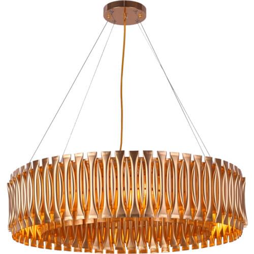 Art Deco Postmodern Aluminum Lucky Ring Golden LED Chandelier Lighting Lustre Suspension Luminaire Lampen For Foyer Bedroom