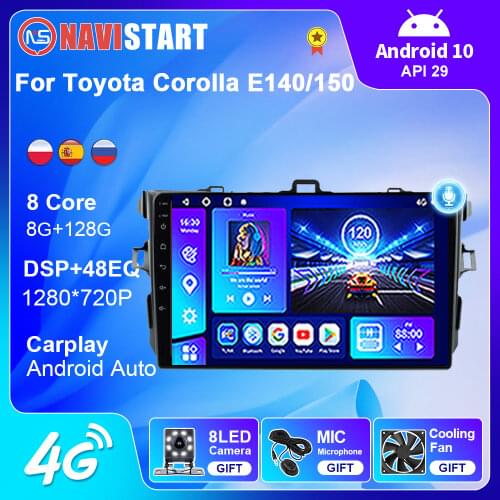 2din Android Auto Car Radio for Toyota Corolla E140/150 2007-2013 Multimedia Player 1 Din Autoradio Bluetooth Autoradio Carplay