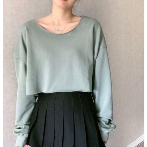 UNUTH Girls Soft Cotton O Neck Blouse 2021 Spring-autumn Fashion Ladies Vintage Loose T-shirt Female Solid Color T-shirt Top