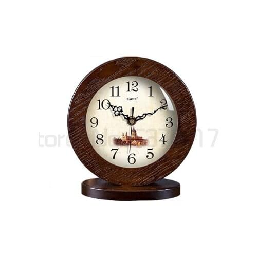 Solid wood clock, table clock, silent Modern Bedroom Table clock, European creative sitting clock, pendulum clock