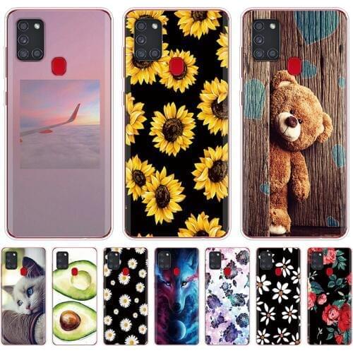 For Samsung Galaxy A21S Case A 21S Bumper Silicone TPU Soft Phone Cover For Samsung A21S A217F A21 A 21 S 6.5" Cases Cute Flower