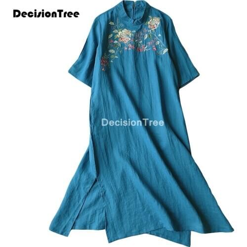 2021 retro improved cheongsam girls cotton linen lattice qipao traditional daily modern cheongsam short sleeve oriental dresses