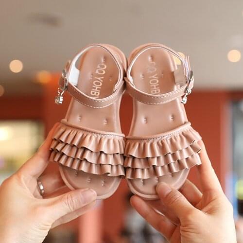 Princess Summer 2021 Kids Fashion Ruffles Sandal Elegant Girls Little Shoes ChildrenS Beach Sandals 3 4 5 6 7 8 9 10 11 12 Year