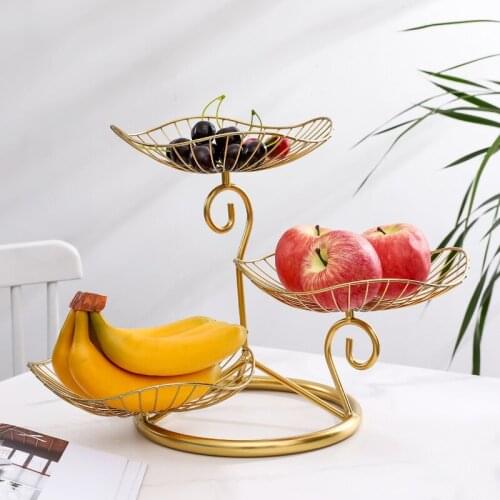Nordic fruit plate creative household three-layer dry fruit plate tea table candy plate iron platter living room multi snack