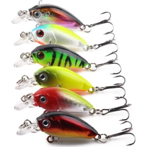 HENGJIA 1PC 4.5CM 4G Diving 0.1-0.3m Crankbait Bait 2 Treble Hooks Artificial Hard Bait Fishing Tackle