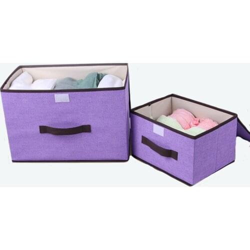2Pcs Home Non-woven Fabric Storage Box With Cap 2 Size Clothes Socks Toy Snacks Sundries Organizer Set Fabric Boxes Cosmetics