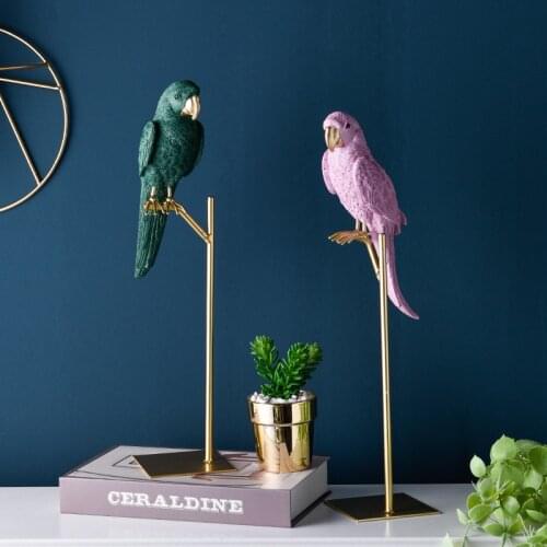 Creative Lifelike Parrot Desktop Ornaments Resin Tree Branch Animal Statue Birds Figurines Model Nordic Living Room Home Decor
