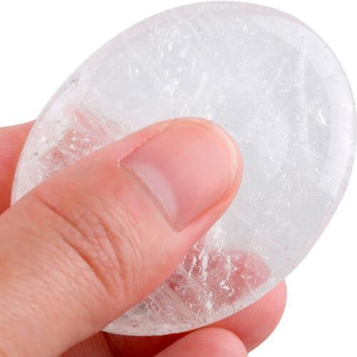 TUMBEELLUWA Natural Rock Quartz Thumb Worry Stone Healing Reiki Crystal Pocket Palm Stone