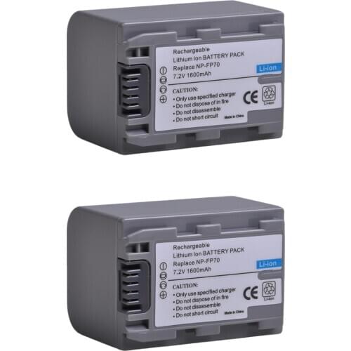 AsperX 2x 1600mAh NP-FP70 FP70 Battery for Sony NP FP70 NP FP71 NPFP70 NPFP71 Camcorder Batteries