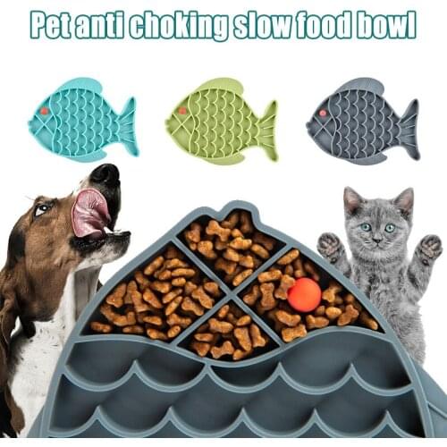HOT Dog Cat Slow Feeder Mat Pet Slowing Eating Trainer Fish-shaped Anti-Slip Licking Food Dispenser Pet Supplies