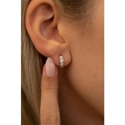 SRO Fashion Zircon Stone Rose Plated Sterling Silver Italian Earrings Modern Design Premium Jewelry For Women Hand Made Style