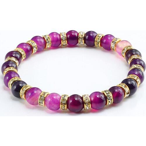 Trendy Women Bracelet Crystal Purple Agates Natural Stone Beads Strand Bracelets Bangles Charms Yoga Jewelry Gift Femme Pulseras
