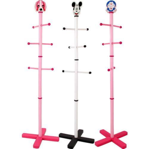 Louis Cartoon Coat Racks 138cm 6 Hook Solid Wood Floor Hanger Standing Children Floor Lovely Bedroom Rack for Hat/Handbags Shelf