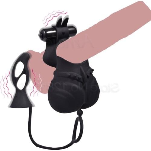 Male Delay Ejaculation Cock Prostate Massage Ring With Vibrator Ring Butt Plug Ring on Penis Anal Sex Toys for Men Masturbator