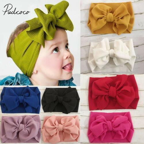 2019 Brand New Infant Headband Newborn Toddler Baby Girl Boy Headwear Solid Bowknot Soft Turban Knot Hairband Baby Shower Gifts