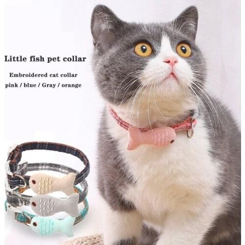New cat and dog universal decorative collar cotton plaid embroidered small fish collar