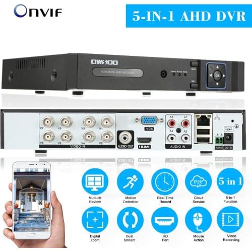 OWSOO XVR 8CH Channel 1080P Hybrid NVR AHD TVI CVI DVR 5-in-1 PTZ Network DVR CCTV Security P2P APP Control Motion Detection