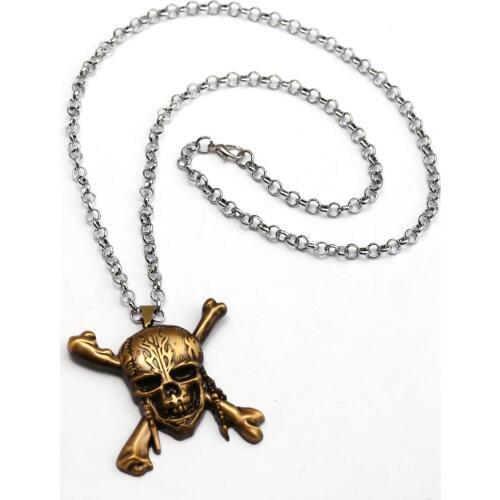 Pirates of the Caribbean Necklace Dead Men Tell No Tales Pirate Skull Capitan Pendant Necklace For Men Movie Jewelry Gifts
