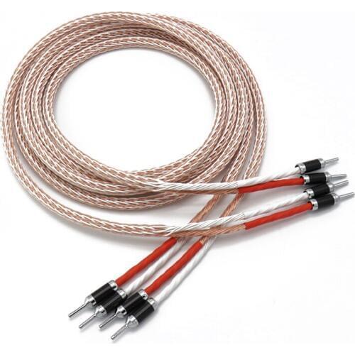 Pair 8TC 5N Pure copper Speaker cable hifi audio speaker wire loudspeaker cable