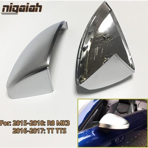 Pair Rearview Mirror Caps for Audi R8 MK3 2015-2018 TT TTS 2016-2017 Matt Chrome Side Door Mirror Covers Replacement