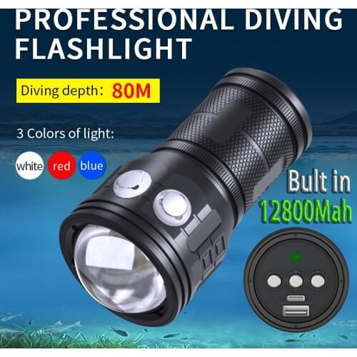 500W Profession Diving Flashlight IPX-8 Level 12800Mah Underwater Photography Fill Light Maximum Diving Depth of 2-500 Meters