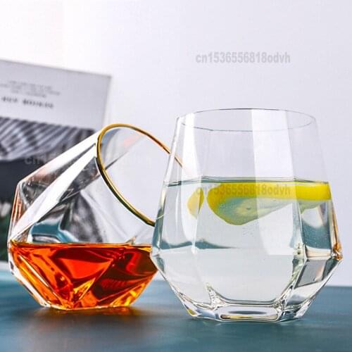 Glass Whiskey Glass Nordic INS Six-sided Transparent Glass Crystal Milk Glass Juice Drink Creative Customization