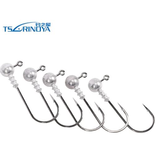 TSURINOYA 5pcs 3.5g/4pcs 5g Lead Head Jigging Fishing Hook Lure Barbed Jig Head Hooks Soft Lure Fishing Tackle Pesca Accessories