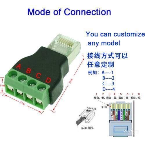 RJ45 male to 4Pins Screw Terminal Adaptor RS-485 RS-422 RS485 RS422 RJ45 RJ-45 Serial Adapter Converter FT232