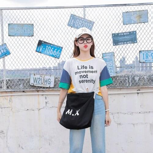 High Quality Cotton Canvas Bag For Women 2020 Environmental Two-side Print Big Bag Crossbody Bags Womens Shopper Shoulder Bag