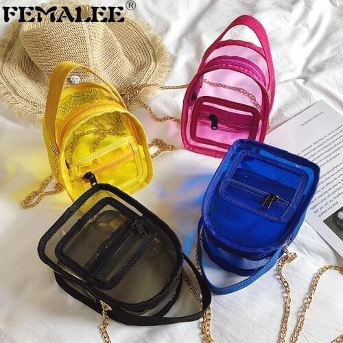 Women Clear PVC Shoulder Bags Candy Color Girls Jelly Bags Transparent Purse Laser Handbags sac a main femme Crossbody Bags