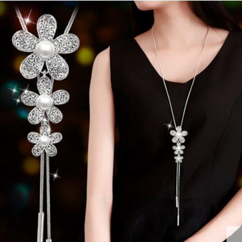 Heeda Korean Layer Flower Long Tassel Necklace for Women Kpop Simple Fashion Snake Sweater Chain 2018 Autumn Winter Lady Jewelry