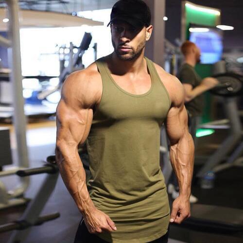 New Mens Running Vest Sleeveless Gym T Shirt Cotton Sport Tank Top Workout Fitness T-shirt Training Gyms Sport Vest Sportswear