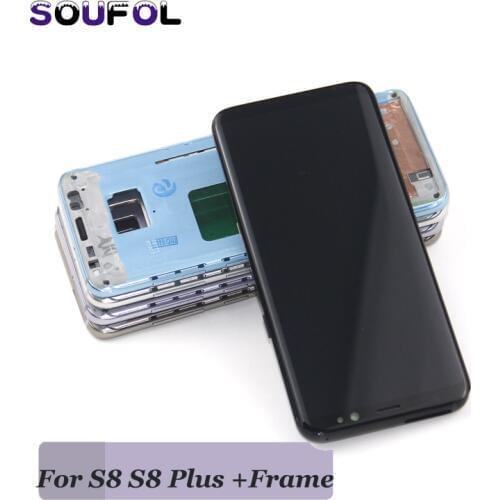 For Samsung S8 LCD with Frame for SAMSUNG Galaxy S8 Plus LCD G955 S8 G950 G950F Display lcd Touch Screen Digitizer 100% Tested