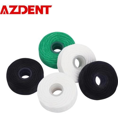 AZDENT 5 Rolls Bamboo Charcoal Dental Flosser 50M Wax Mint Flavored Nylon Line Built-in Spool Toothpicks Stick Interdental Brush