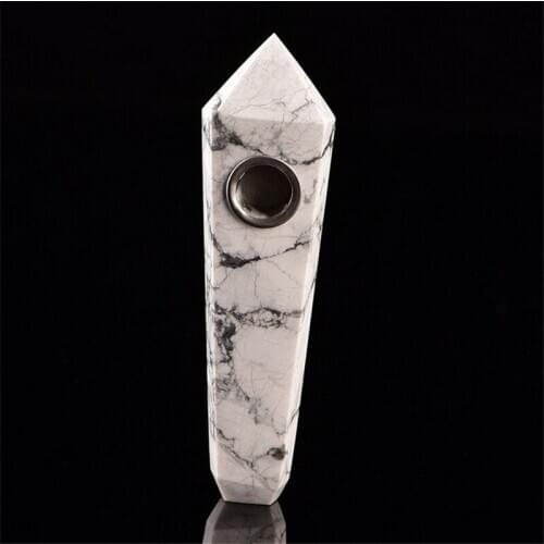 1pcs Natural White Turquoise Quartz Crystal Smoking Pipe Healing Rock Cigarette Wand