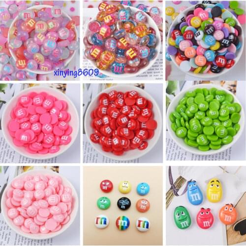 100pcs/lot Cute Kawaii Flat back M Bean Resin Flatback Cabochon DIY ornaments decoration