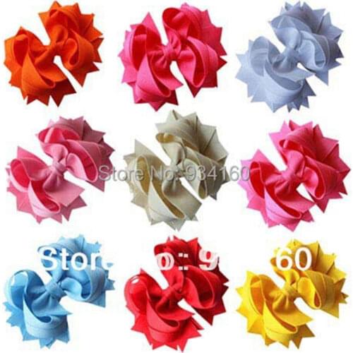Mix 9 Colors 4.5" Loopie Layered boutique bow headwear headdress clip 18pcs