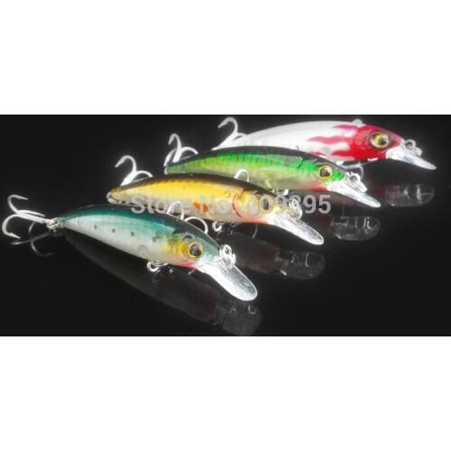 4pcs 7.5cm/6g VMC fishing hook fishing lure Hard fishing lure mixed colors Top quality Free shipping