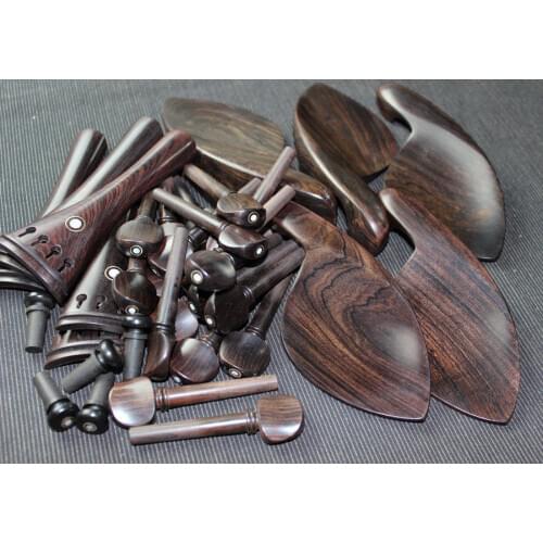 5set Brand new natural ebony 4/4 violin parts peg tailpiece chinrest endpin